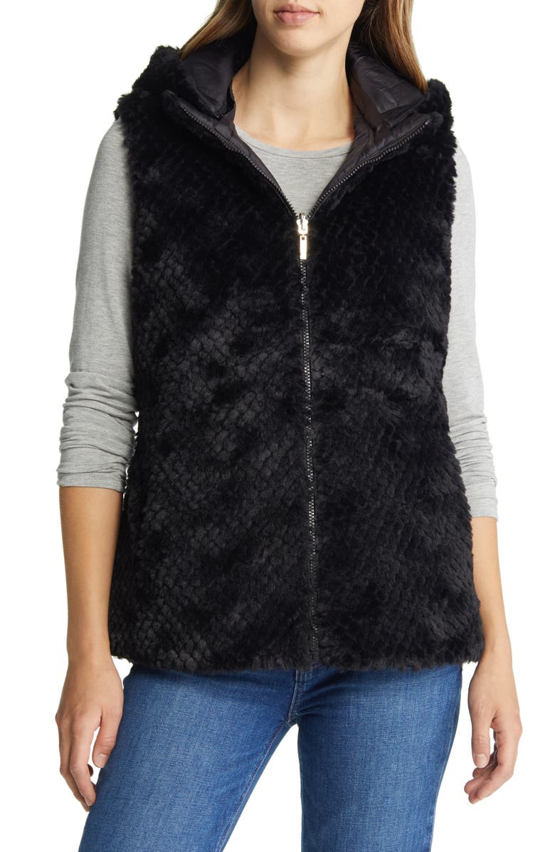 Gallery Reversible Water Resistant Vest with Removable Hood, Alternate, color, Black