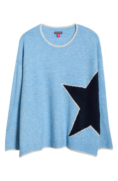 Vince Camuto Star Detail Crewneck Sweater In Blue