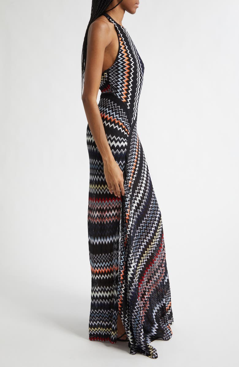 Missoni Chevron Halter Maxi Dress, Alternate, color, Multicolor W Blk Bs