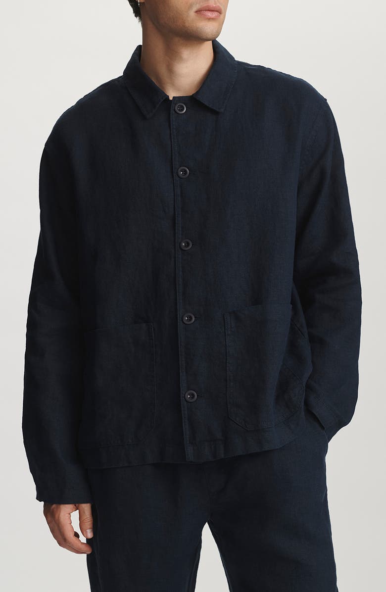 Mavi Jeans Relaxed Fit Linen Button-Up Shirt, Main, color, Dark Sapphire