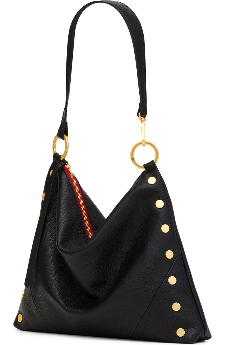 HAMMITT Large Kyle Leather Shoulder Bag, Alternate, color, Black/Brushed Gold Red Zip
