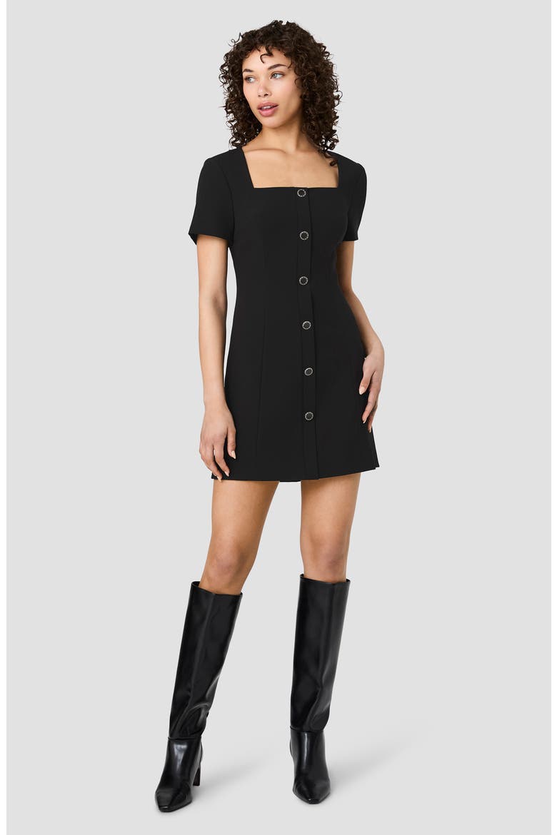 Azra Button Front Minidress, Alternate, color, BLACK