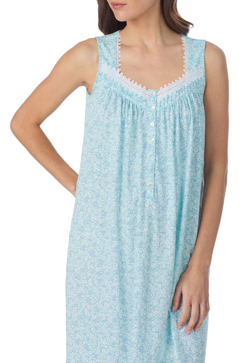 Cotton Short Nightgown, Alternate, color, AQUA PRINT