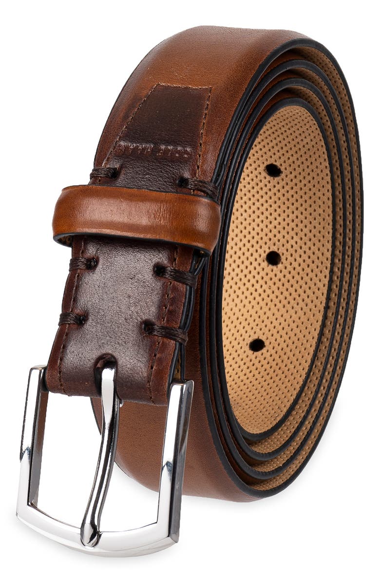 Cole Haan Lewis Burnished Leather Belt, Alternate, color, British Tan
