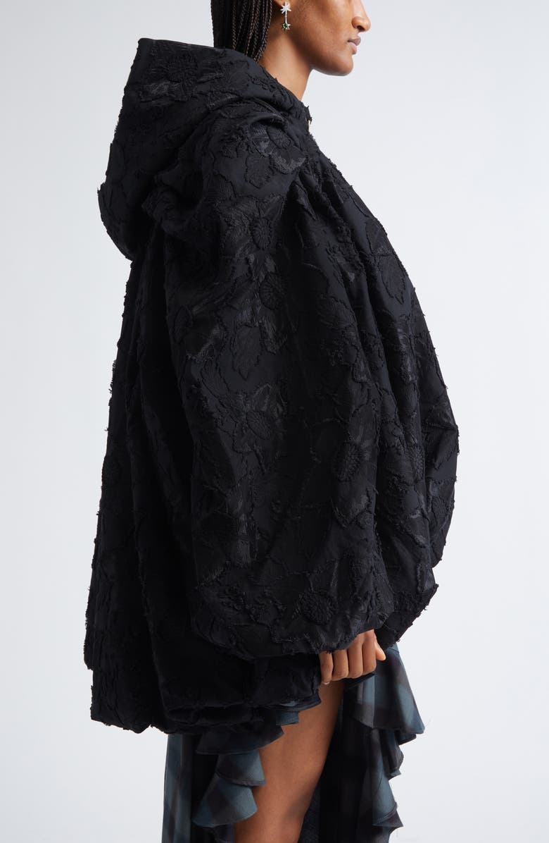 Collina Strada Pillow Jacquard Hooded Coat, Alternate, color, Black
