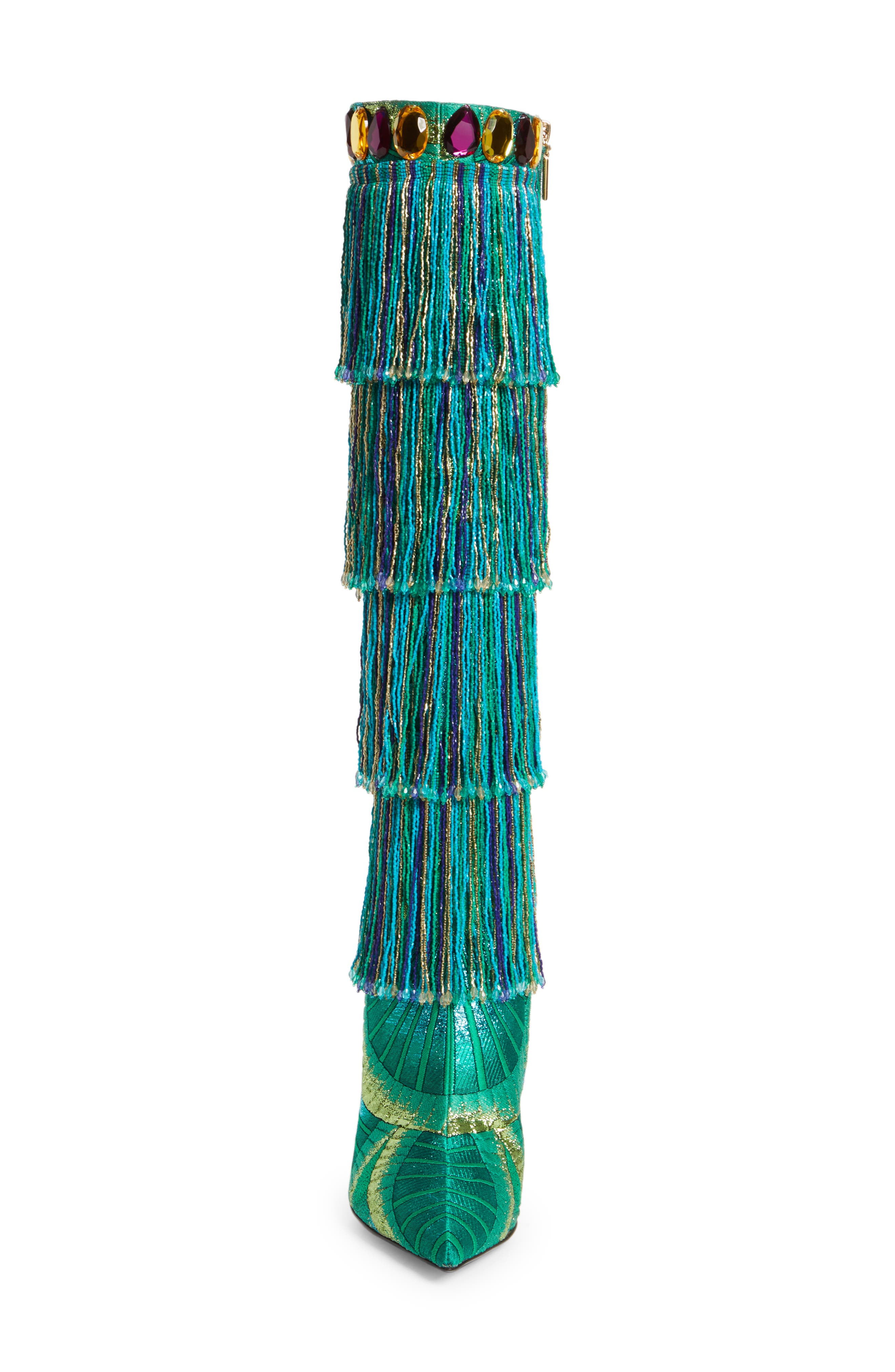 Cardinale Pointed Toe Knee High Boot, Alternate, color, VERDE/ MULTI