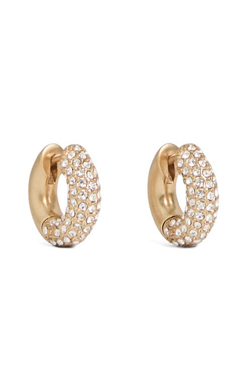 Reiss Amelia Pavé Huggie Hoop Earrings In Gold Tone/clear Crystal