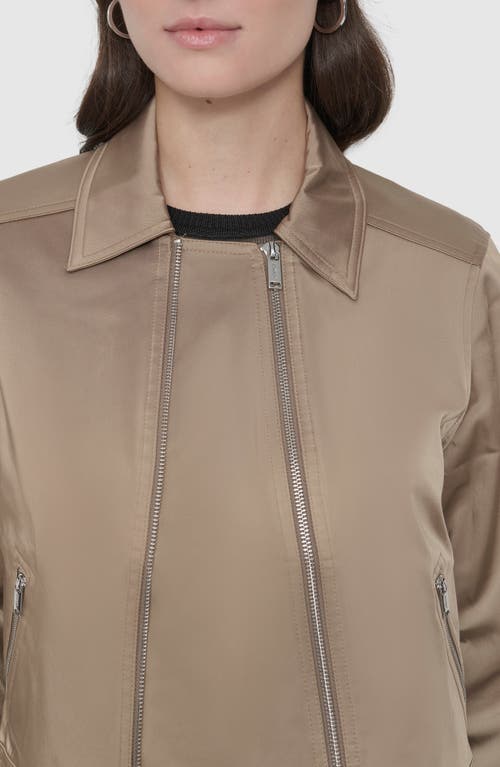 Dkny Sateen Trucker Jacket In Taupe