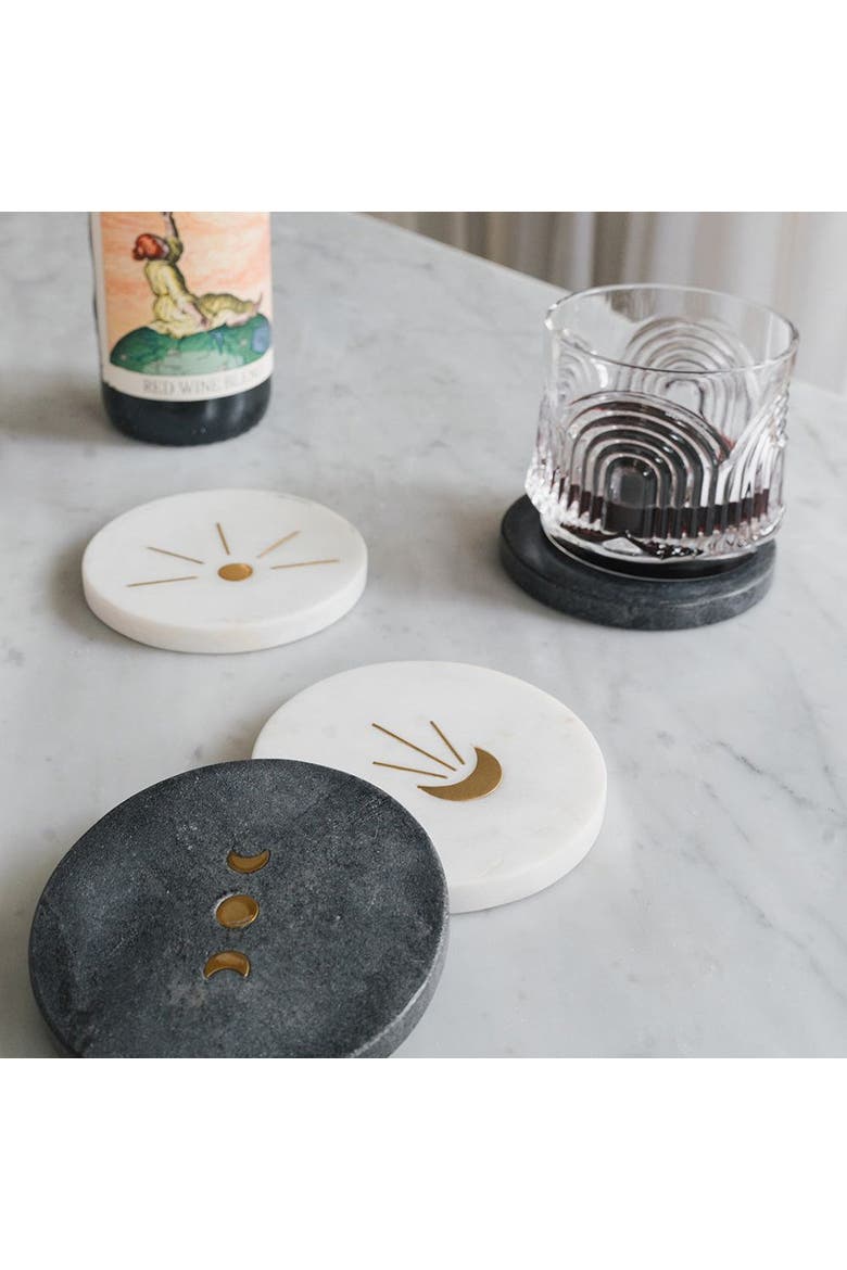 Indukala Moon Phase Marble Coasters - Set of 4, Alternate, color, Multicolor