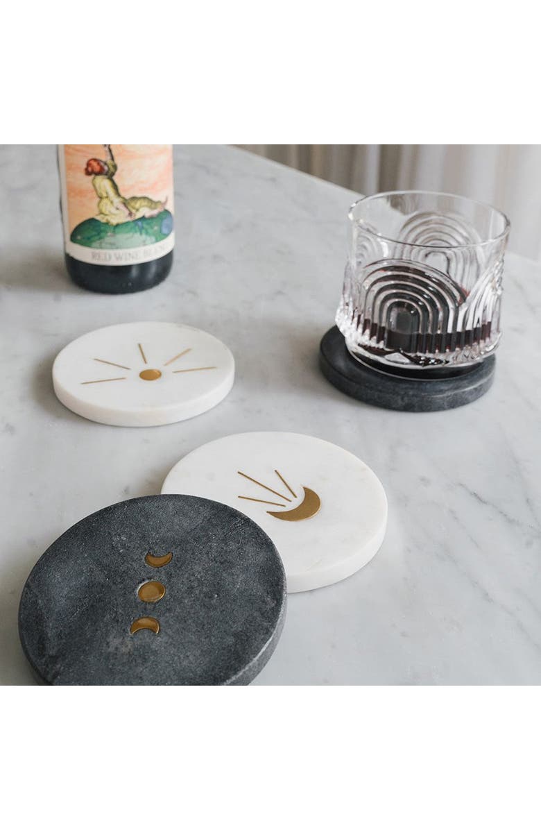 Matr Boomie Indukala Moon Phase Marble Coasters - Set of 4, Alternate, color, Multicolor