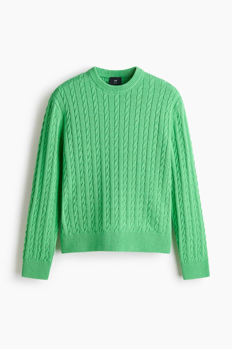 Regular Fit Cable-knit Jumper, Alternate, color, Green
