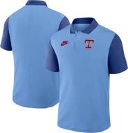 Nike Men's Nike Light Blue/Royal Texas Rangers Cooperstown Collection Color-Block Victory Performance Polo