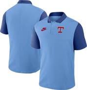 Nike Men's Nike Light Blue/Royal Texas Rangers Cooperstown Collection Color-Block Victory Performance Polo
