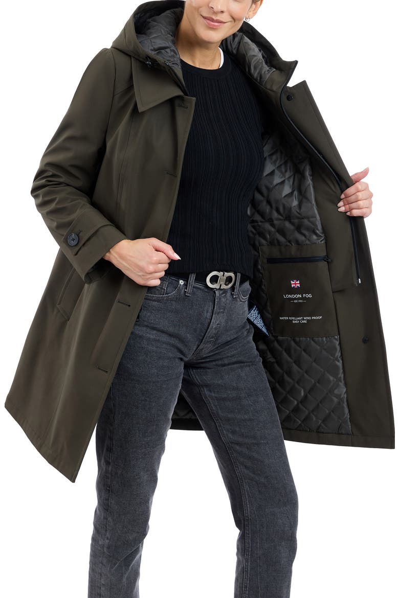 Water Resistant Bonded Raincoat with Bib Detail, Alternate, color, OLIVE