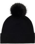 NORDSTROM RACK Faux Fur Cashmere Pompom Beanie