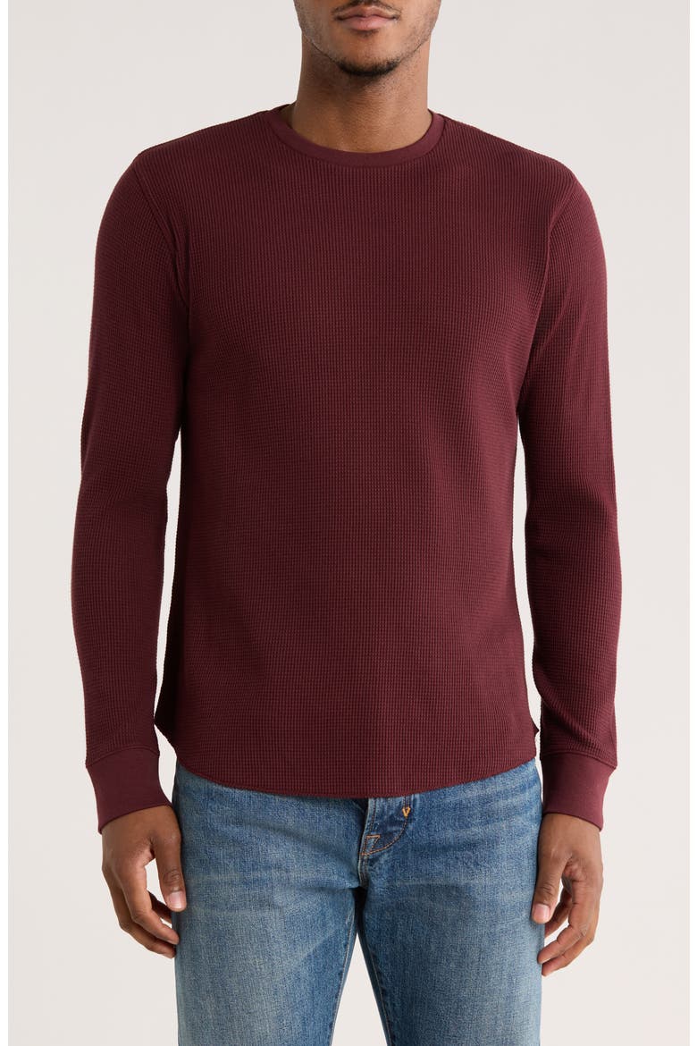 Crewneck Cotton Thermal Sweater, Main, color, MALBEC