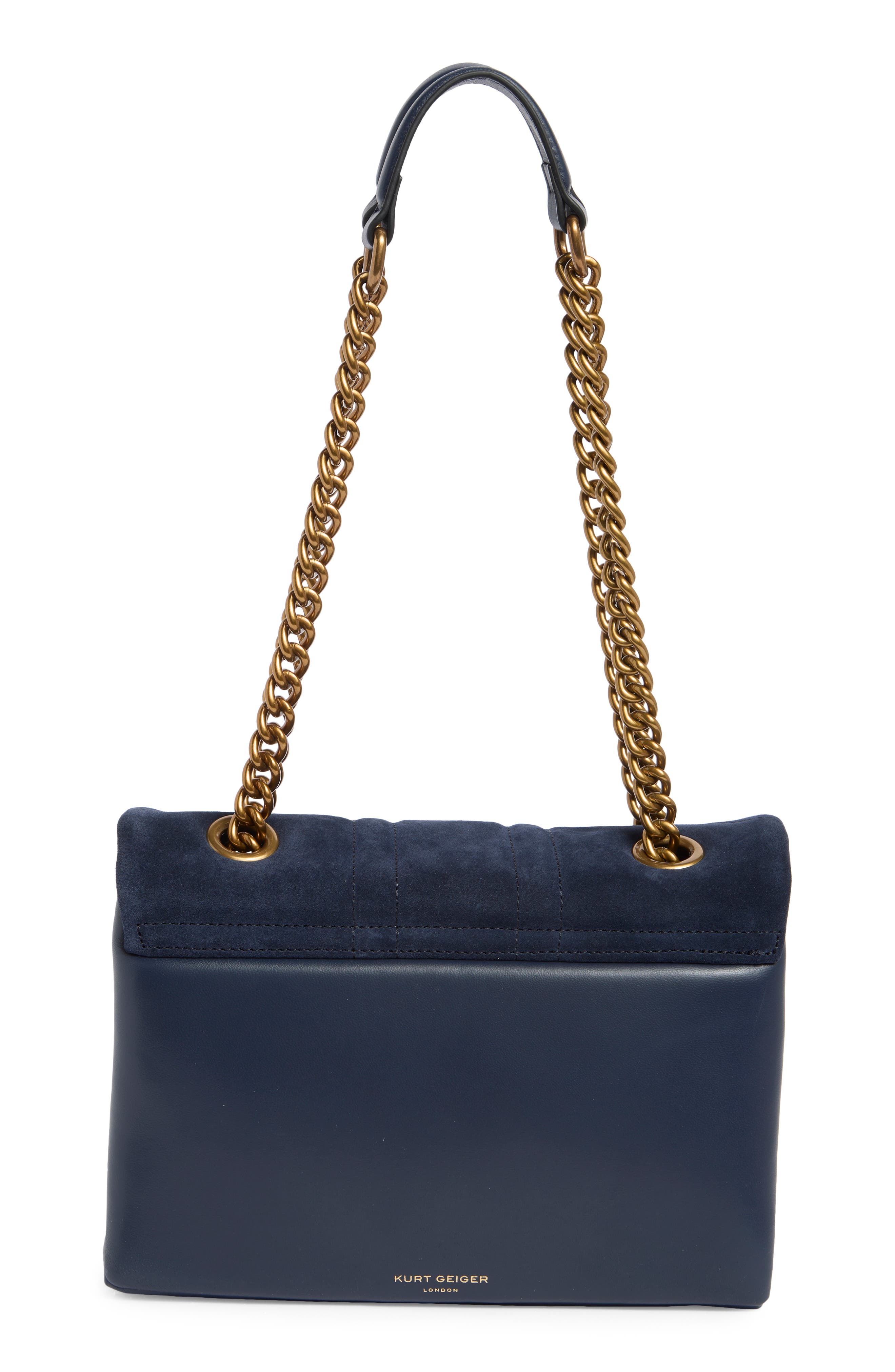 Kurt Geiger London Large Kensington Quilted Suede & Leather Shoulder Bag, Alternate, color, 