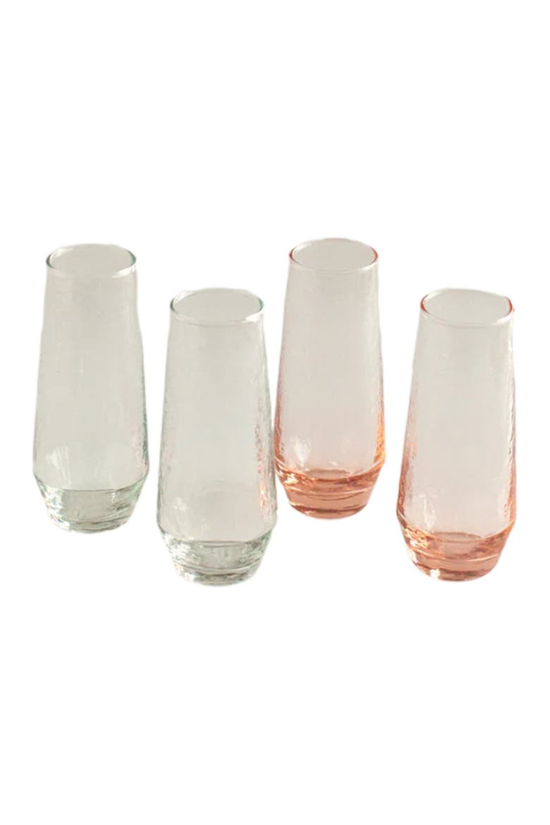 Handblown Hammered Champagne Flutes - Set of 4, Alternate, color, Clear
