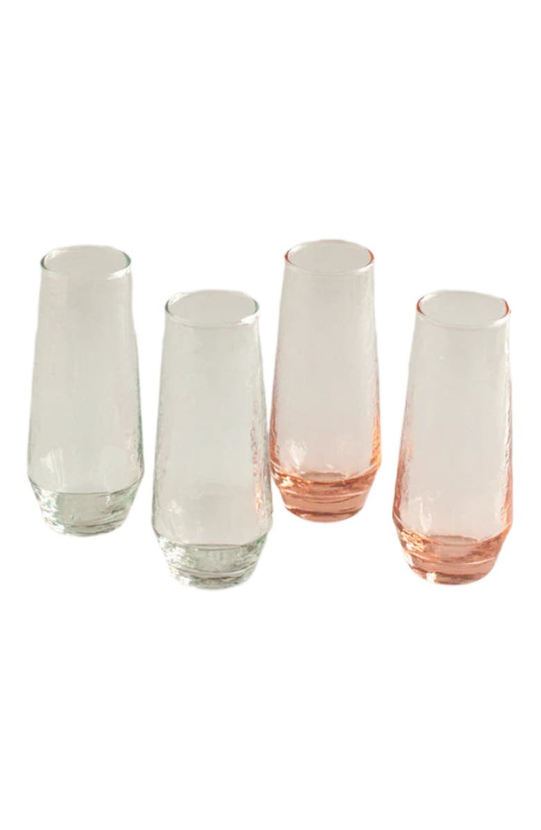 Creative Women Handblown Hammered Champagne Flutes - Set of 4, Alternate, color, Clear