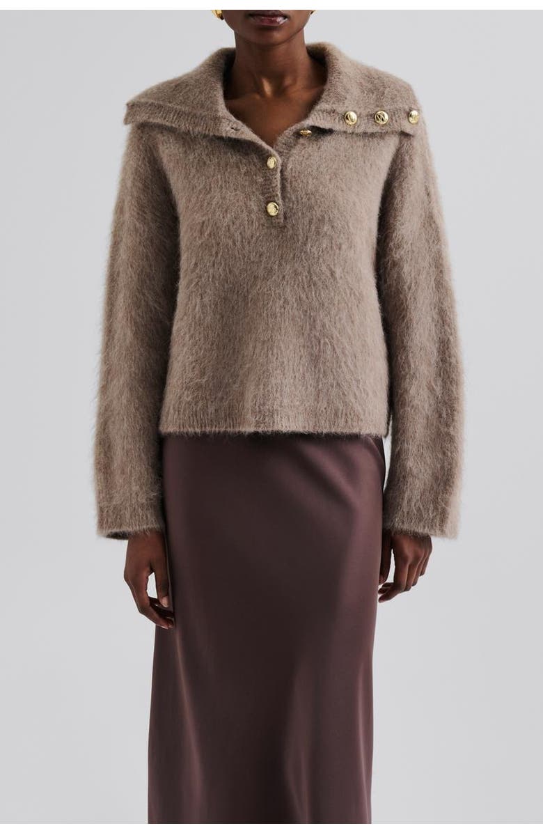 Malina Yselle Long Sleeve Collared Sweater, Alternate, color, Taupe