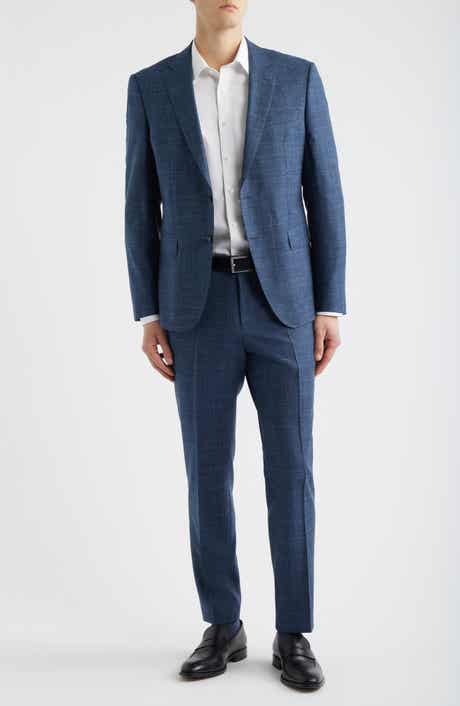 Huge Slim Fit Blue Slub Mélange Wool Blend Suit