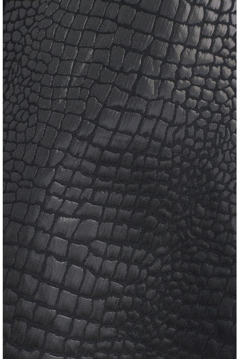 ASTR Mesh Inset Croc Embossed Fit & Flare Dress (Nordstrom Exclusive), Alternate, color, BLACK