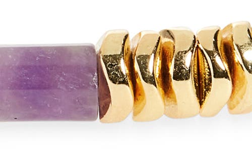 Eye Candy Los Angeles Gal Agate Beaded Stretch Bracelet In Gold