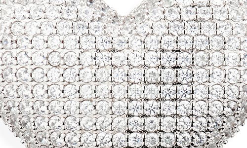 Julietta Frances Pavé Crystal Heart & Faux Pearl Clip-on Earrings In Silver Pearl