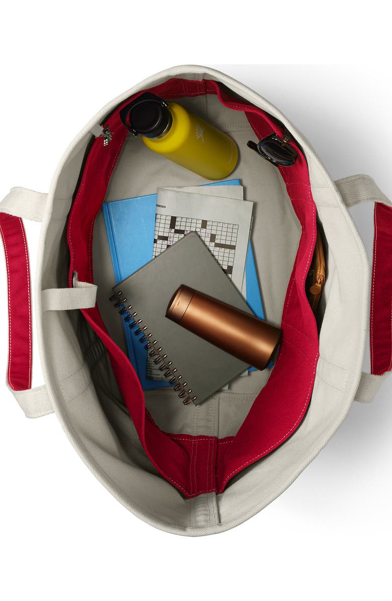 Lands' End Open Top Canvas Tote Bag, Alternate, color, Natural/Heritage Red