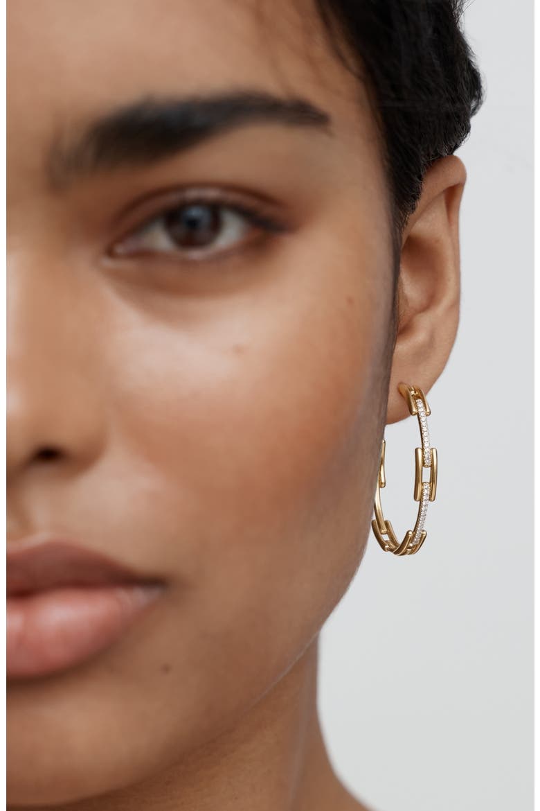 Signature Link Lab Grown Diamond Hoop Earrings, Alternate, color, 18K GOLD VERMEIL/ LAB DIAMOND