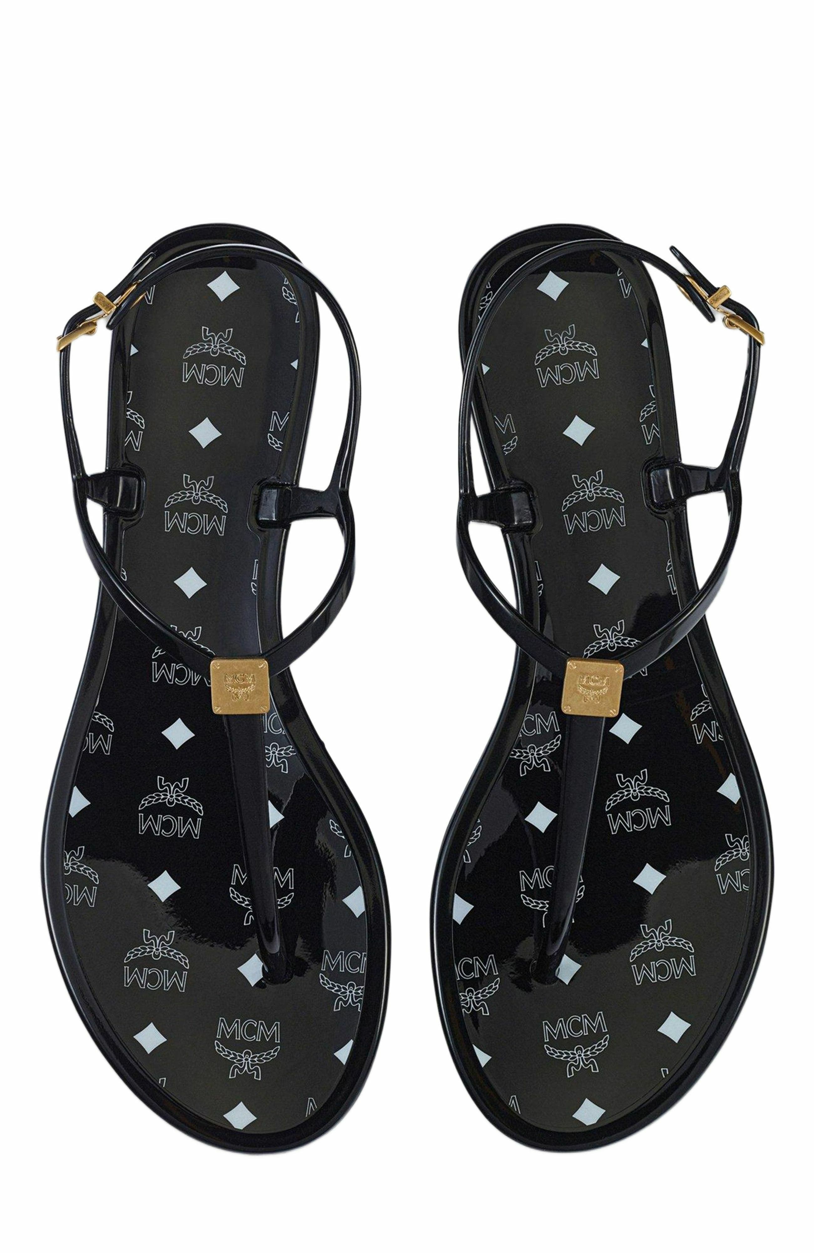 MCM Monogram Jelly Sandals, Alternate, color, 