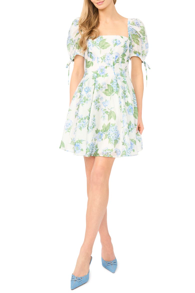 Box Pleat Puff Sleeve Dress, Main, color, DUSTY BLUE
