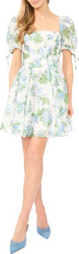 CeCe Box Pleat Puff Sleeve Dress