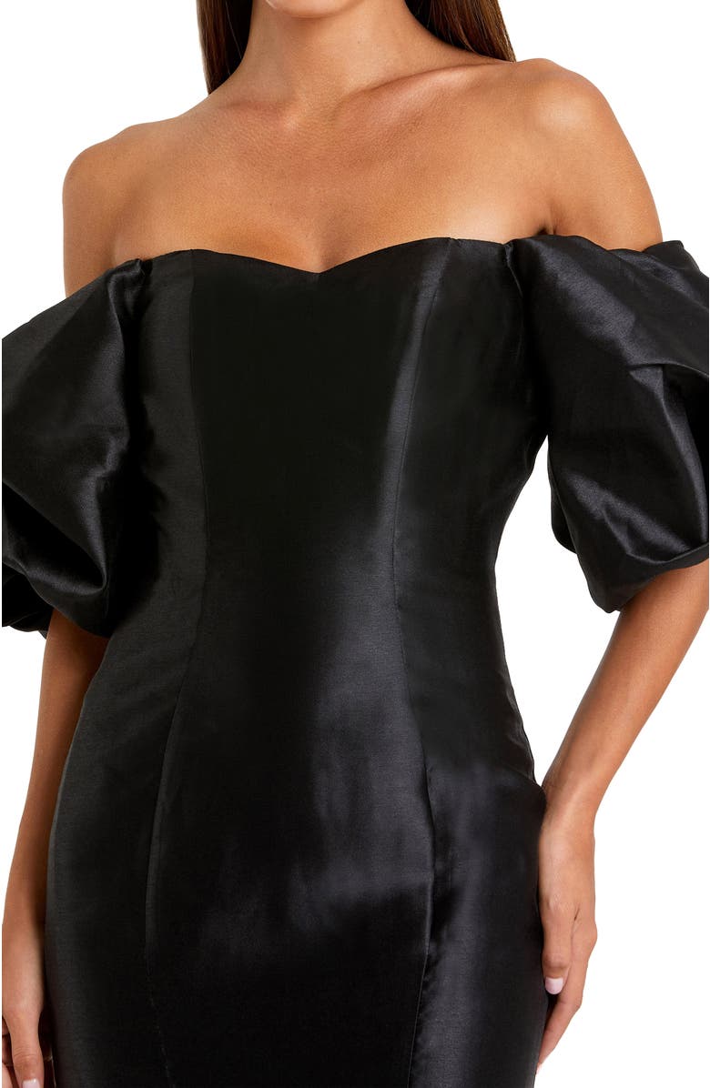 Mac Duggal Sweetheart Off The Shoulder Puff Sleeve Gown, Alternate, color, Black