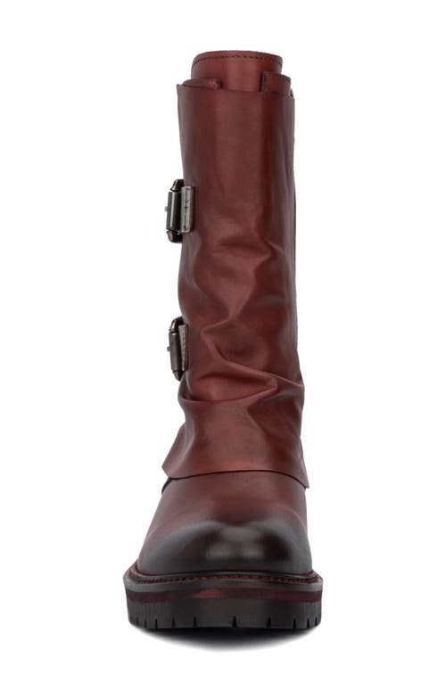 Vintage Foundry Margot Double Buckle Leather Boot In Burgundy