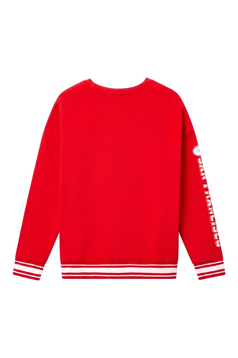 San Francisco 49ers Oversize Striped Rib Fleece Crewneck Sweatshirt, Alternate, color, LICORICE
