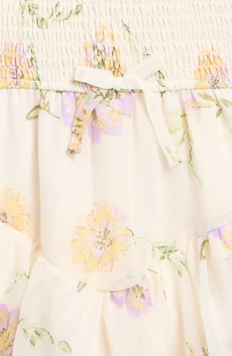 Zunie Kids' Floral Smocked Bodice Romper, Alternate, color, Ivory Multi