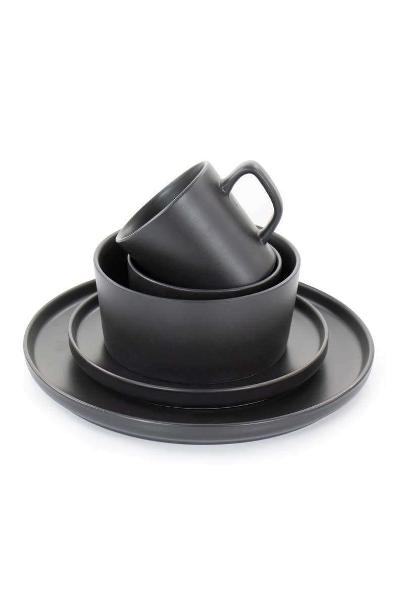 Elama Luxmatte Black 20 Piece Dinnerware Set, Alternate, color, Black