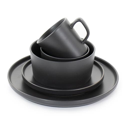 Elama Luxmatte Black 20 Piece Dinnerware Set In Black