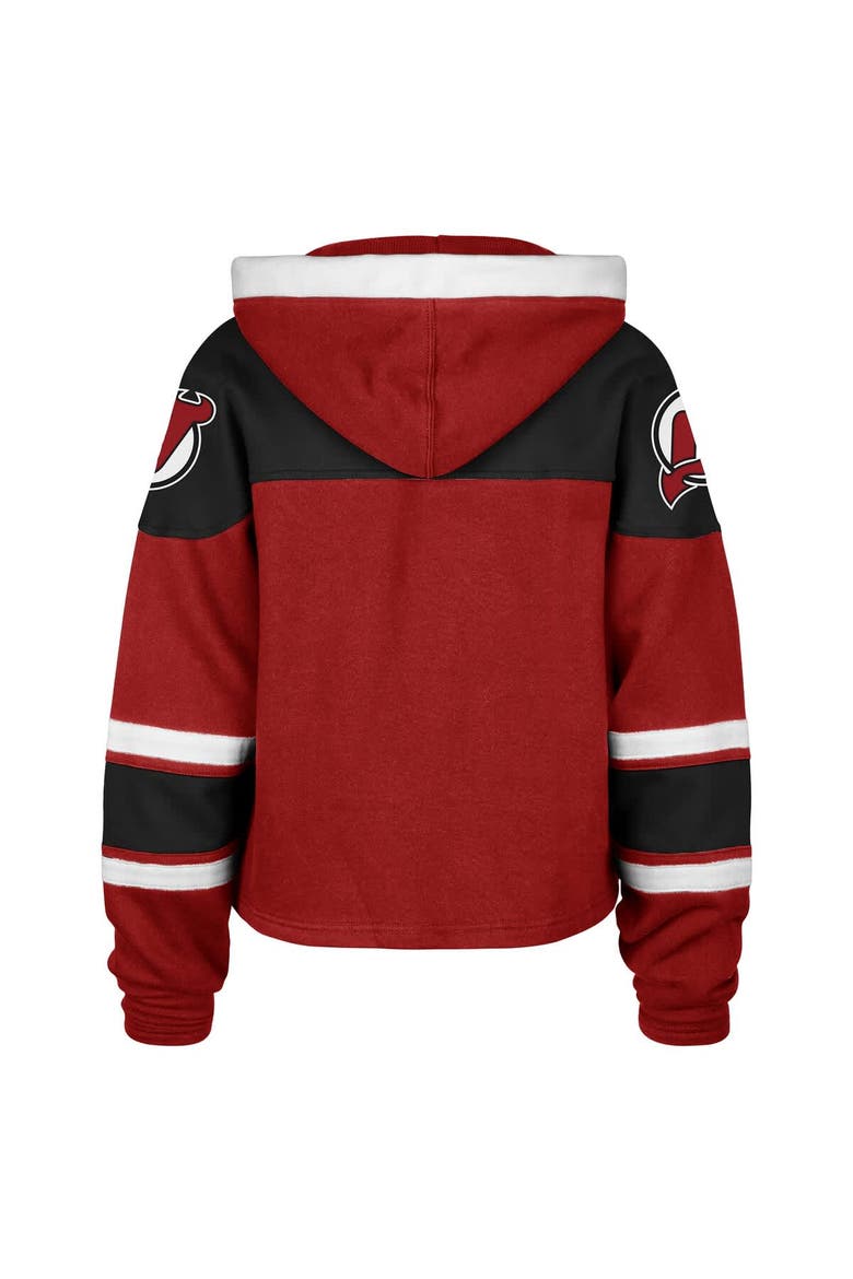 Women's '47 Red New Jersey Devils Cropped Superior Lacer Pullover Hoodie, Alternate, color, Red
