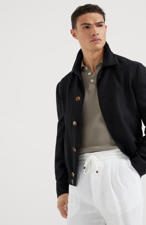 Brunello Cucinelli Diagonal Twill Jacket In Black