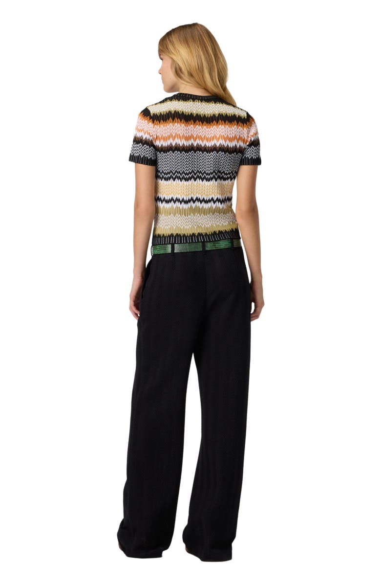 Missoni Short Sleeve Crew Neck Sweater With Chevron Pattern, Alternate, color, Multicoloured