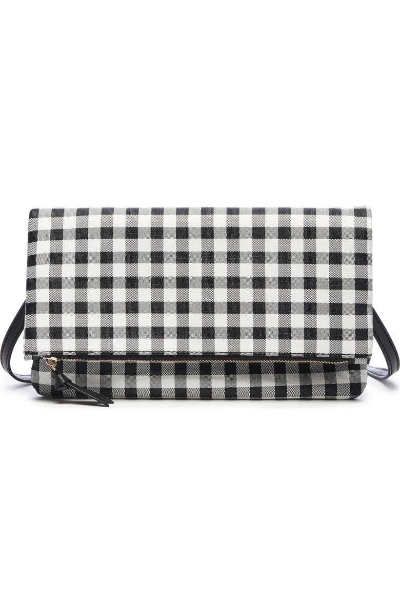 Sole Society Faux Leather Foldover Clutch, Main, color,