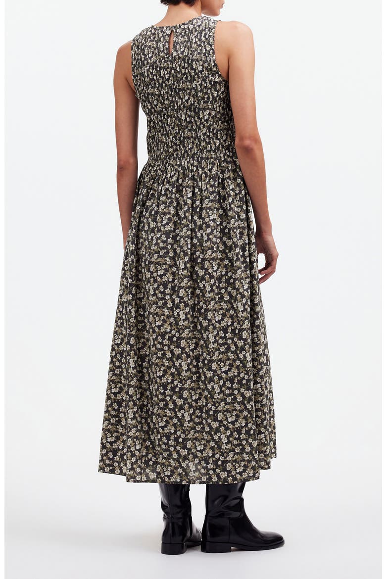 The Melody Floral Smocked Midi Dress, Alternate, color, DARK PAVEMENT