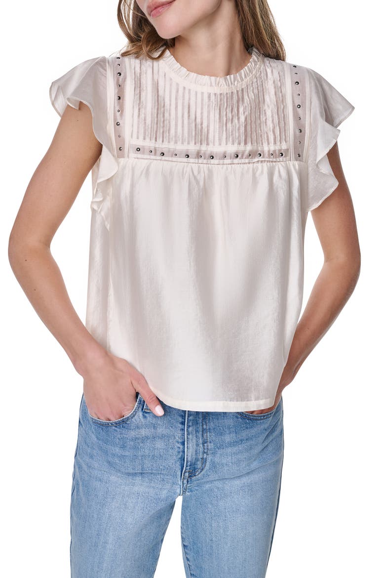 Studded Pintuck Top, Alternate, color, COCONUT