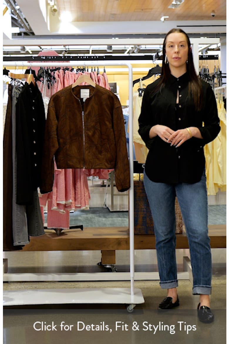 Leaf Embroidery Faux Suede Jacket video
