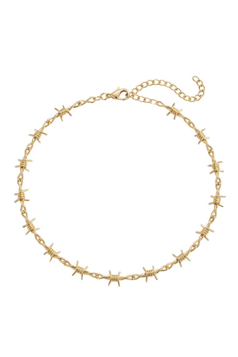 Danielle Barb Wire Choker Necklace, Alternate, color, GOLD