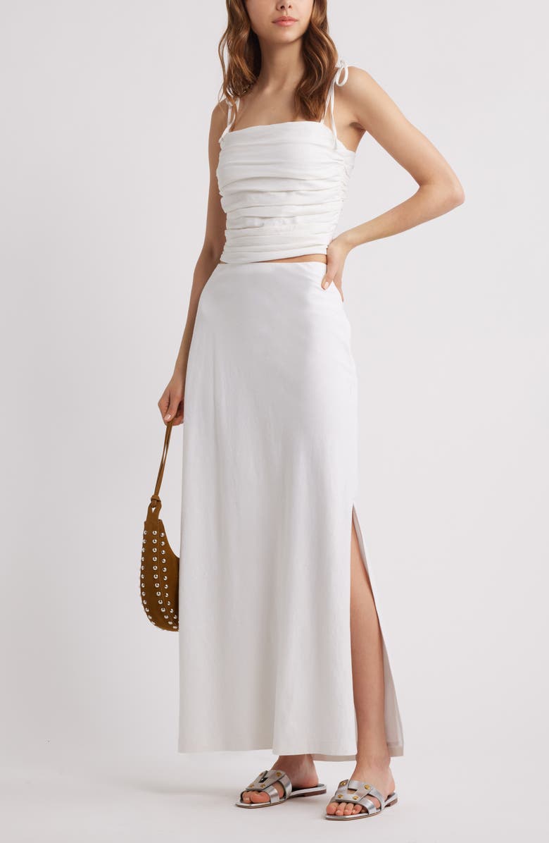Open Edit Linen Blend Skirt, Alternate, color, White