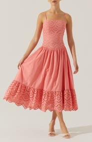 ASTR the Label Nathalia Eyelet Embroidered Cotton Midi Dress