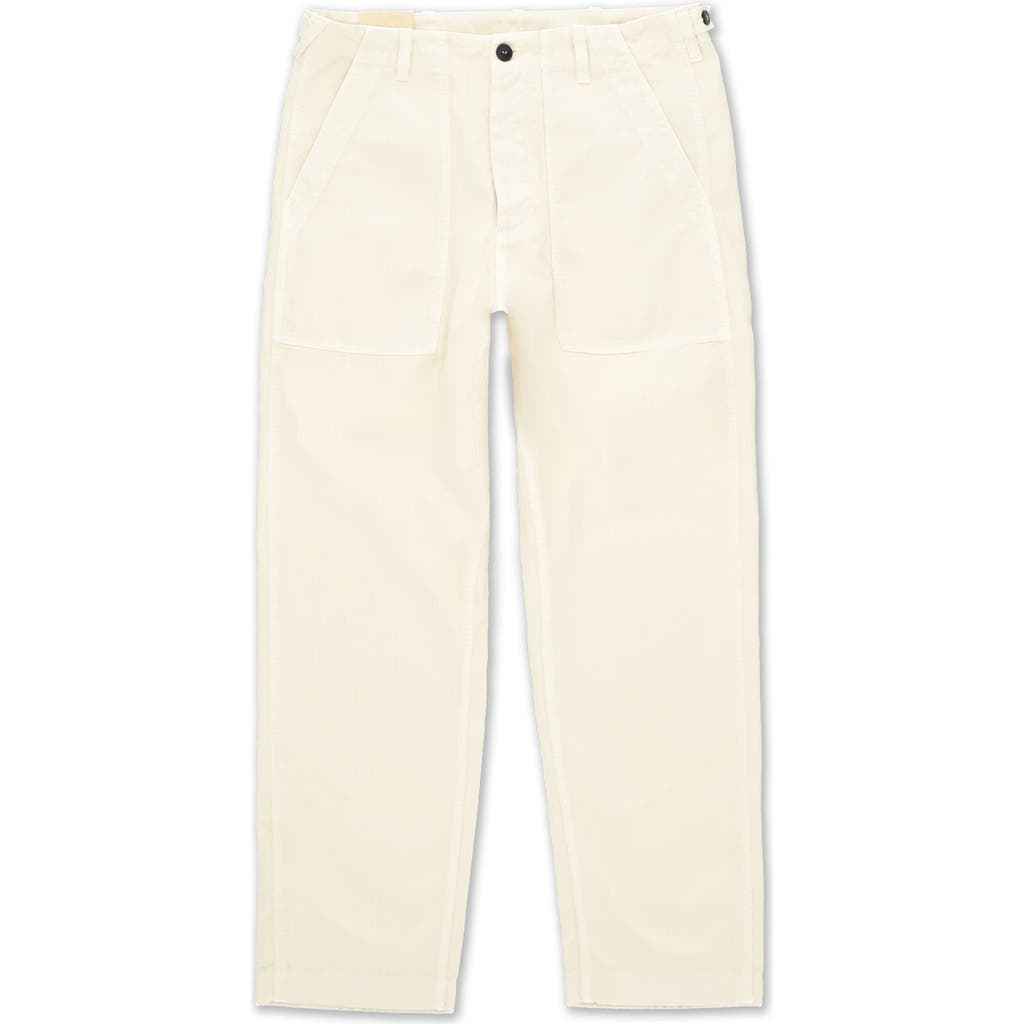 Fortela Newfatigue Herringbone Cotton Fatigue Trousers In White